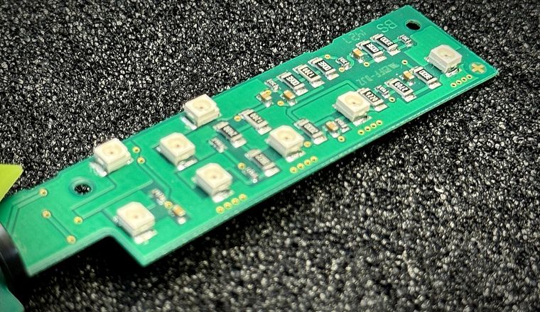 Populated circuit board of automatic gear selector electronics